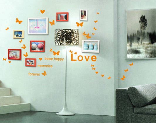 Decal bướm chữ love các màu