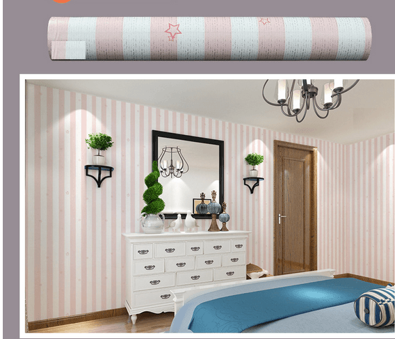 Combo giấy decal cuộn sọc sao hồng khổ 0.45x5m