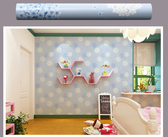 Decal cuộn hoa tú cầu xanh