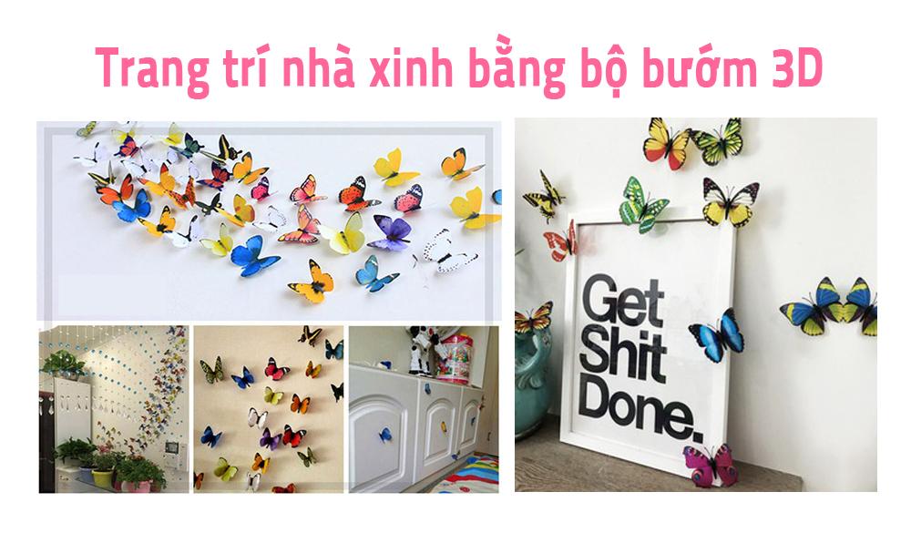 Trang trí nhà xinh với bướm 3D đẹp lung linh