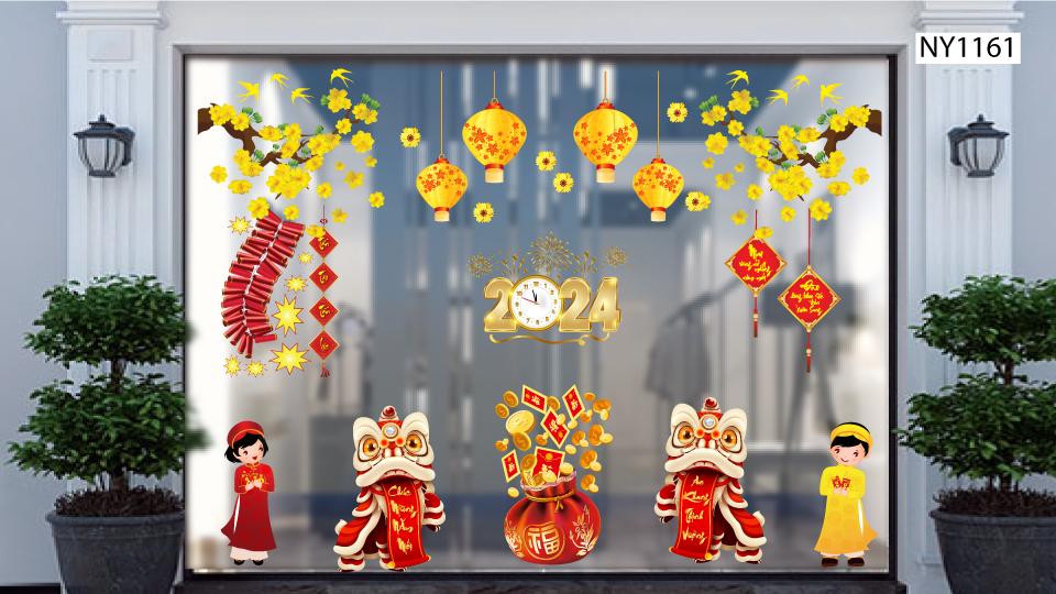 Decal trang trí Tết cửa kính