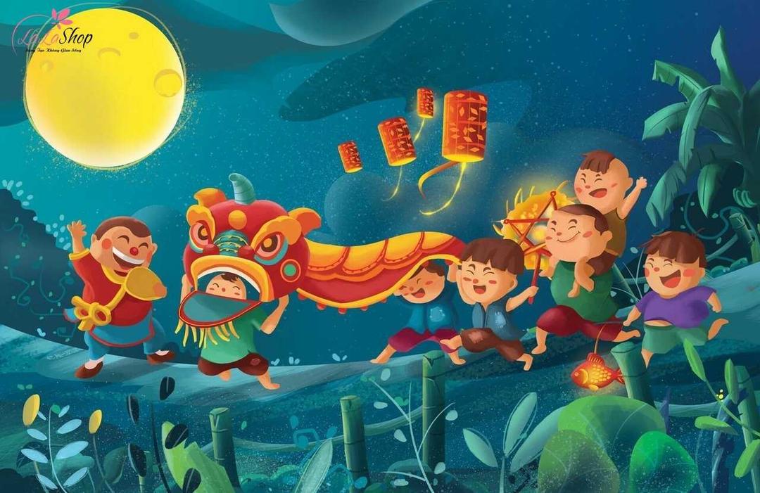 Tranh trung thu đón tết năng động