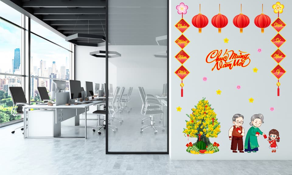 Decal trang trí Tết dán tường theo con giáp từng năm