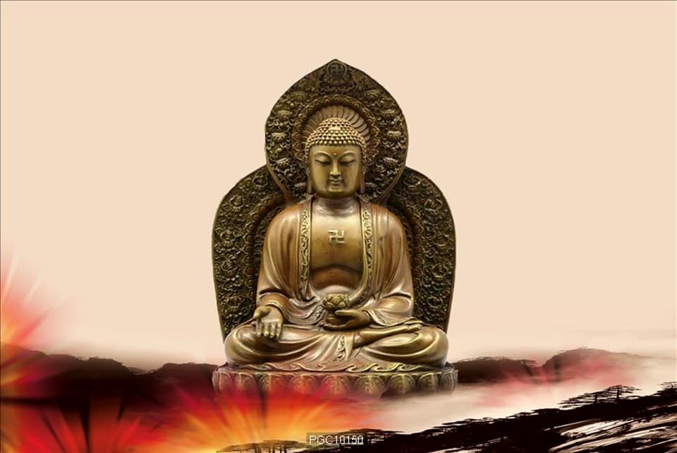 Mẫu tượng bằng đồng với tư thế uy nghiêm của Phật A Di Đà 