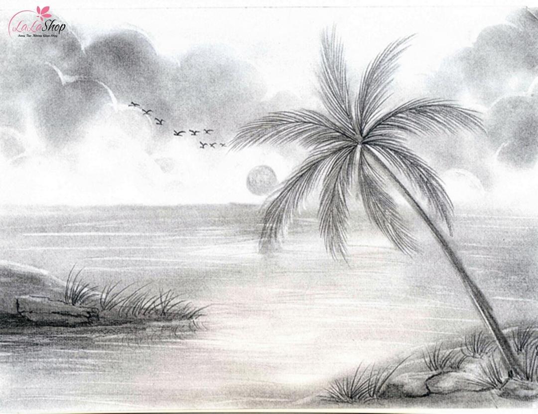 Tranh vẽ bình minh trên biển