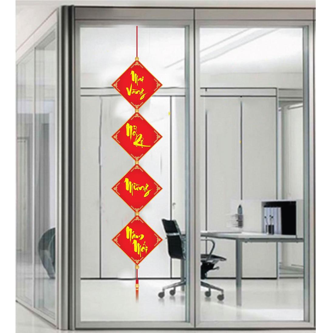 Combo Decal Trang Trí Cửa Kính Ngày Tết Gia Đình Du Xuân Ất Tỵ 2025