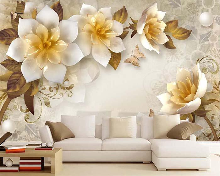 Tranh dán tường 3d hoa ngọc