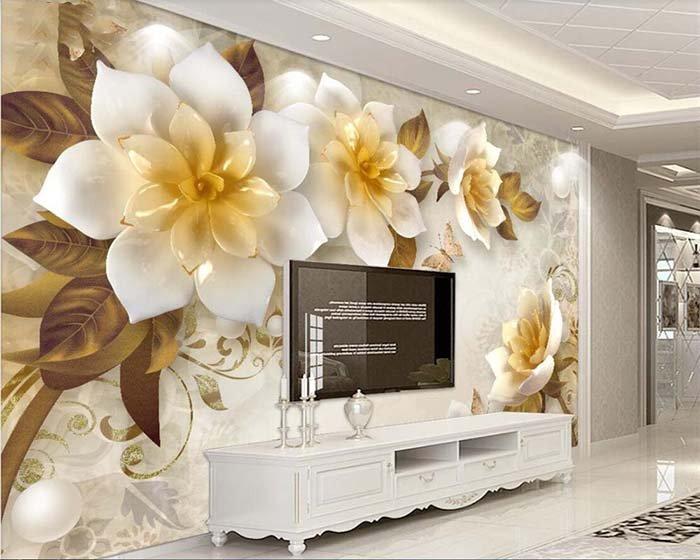 Tranh dán tường 3d hoa ngọc