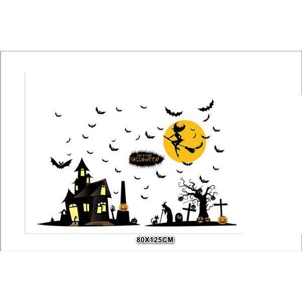 Decal dán tường halloween thành phố bóng đêm