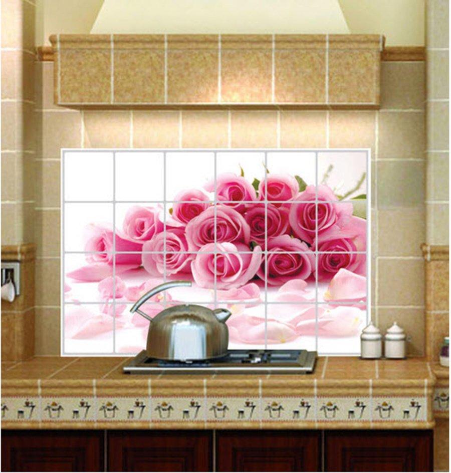 Decal dán bếp hoa hồng
