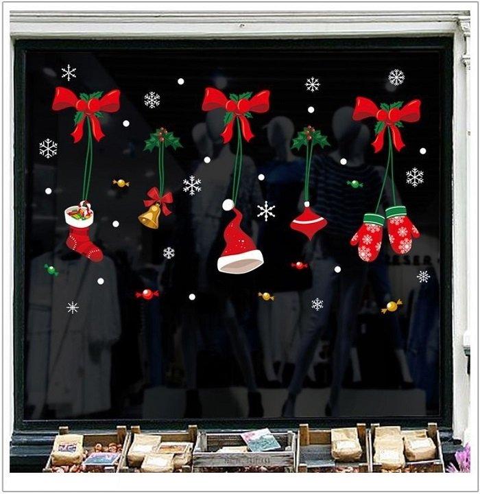 Decal trang trí noel nơ đỏ găng tay