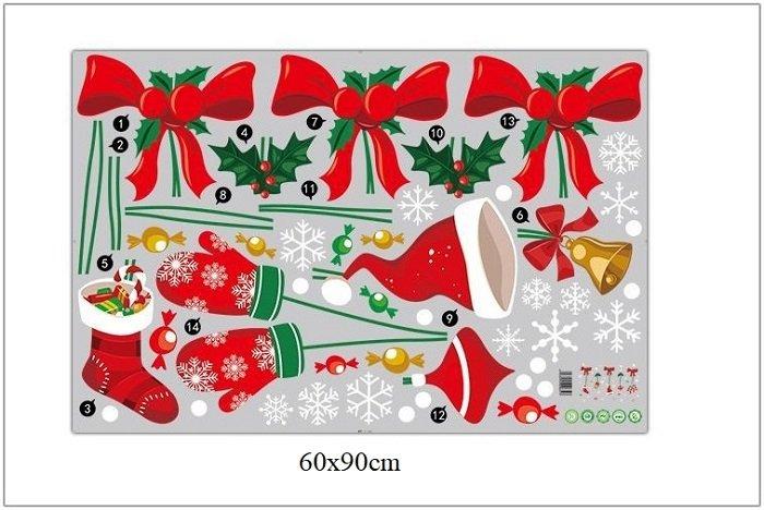 Decal trang trí noel nơ đỏ găng tay