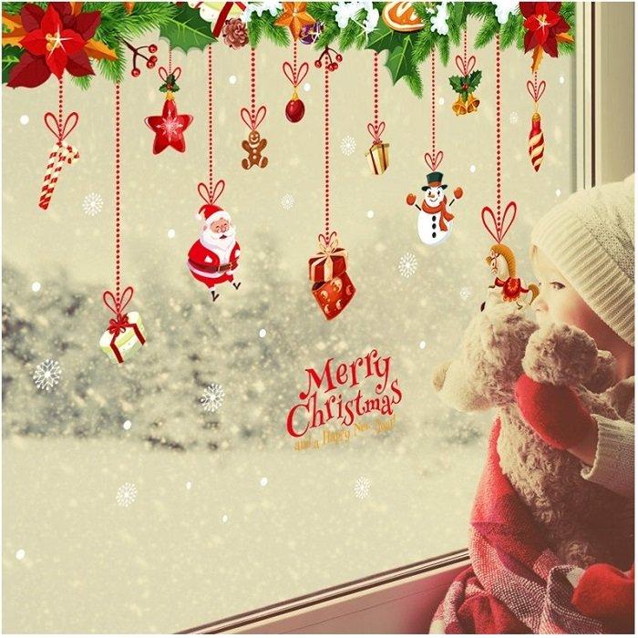 Decal trang trí noel dây treo hộp quà ngựa gỗ