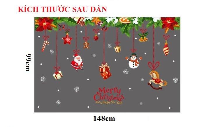 Decal trang trí noel dây treo hộp quà ngựa gỗ