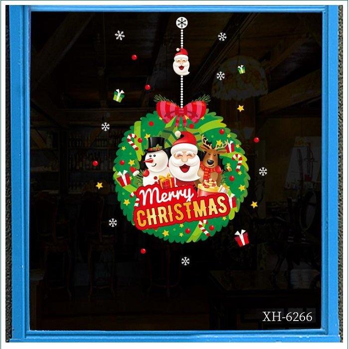 Decal trang trí noel 2 mặt vòng lá vọng giáng sinh