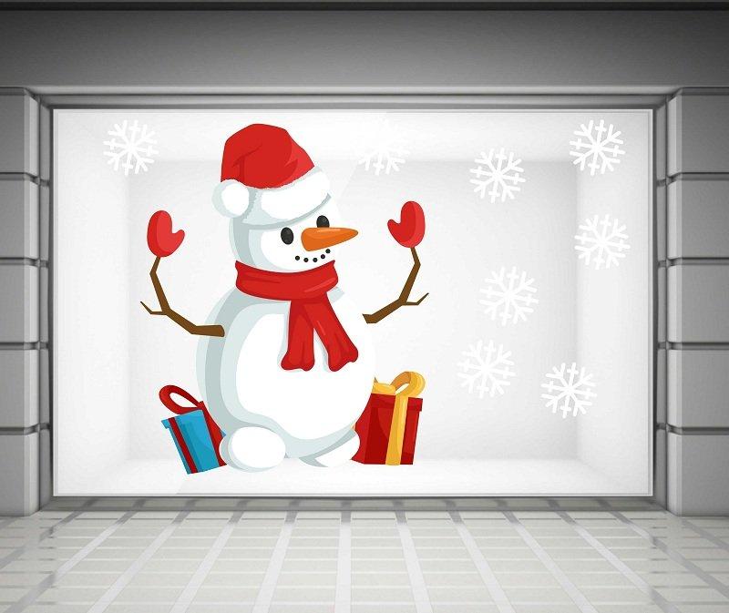 decal trang trí noel người tuyết và hộp quà