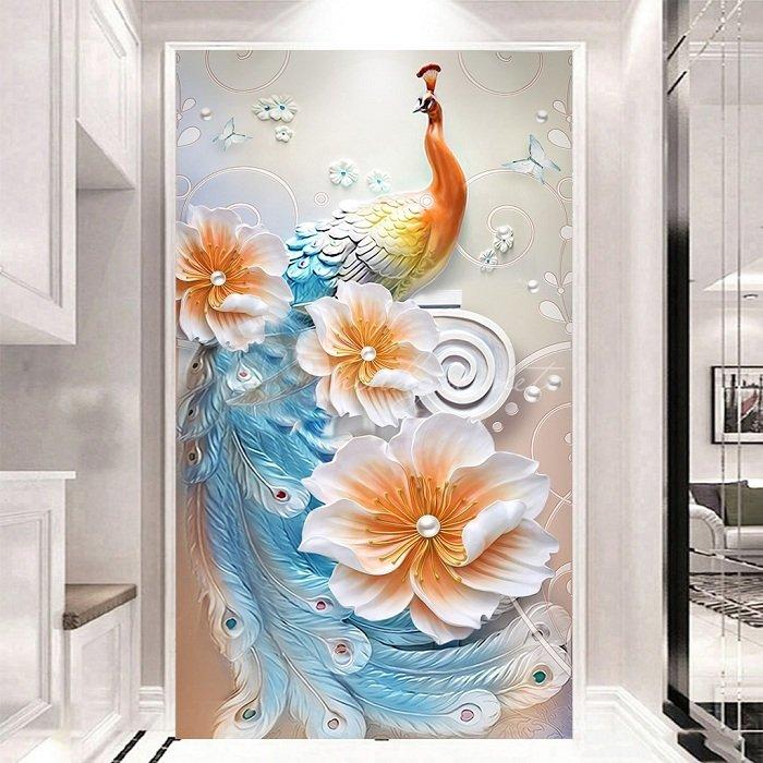 Tranh treo tường công ngũ sắc và hoa ngọc trai