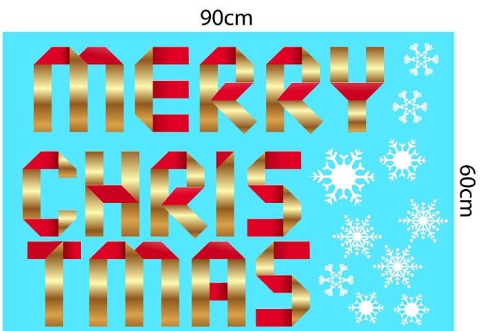 Decal trang trí noel merry christmas và bông tuyết