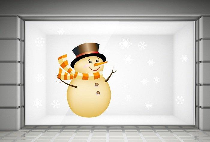 Decal trang trí noel người tuyết choàng khăn ấm