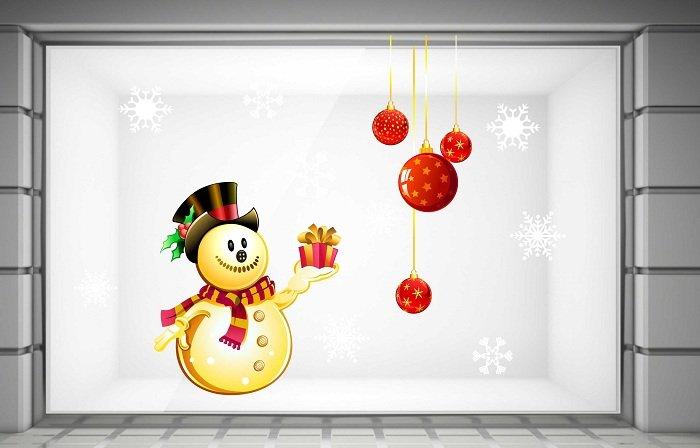 decal trang trí noel người tuyết và hộp quà 2