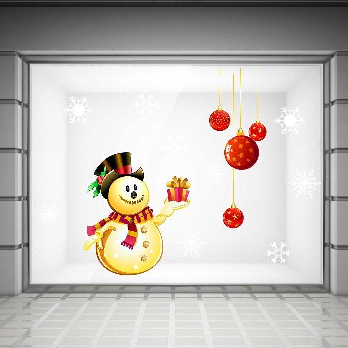 decal trang trí noel người tuyết và hộp quà 2