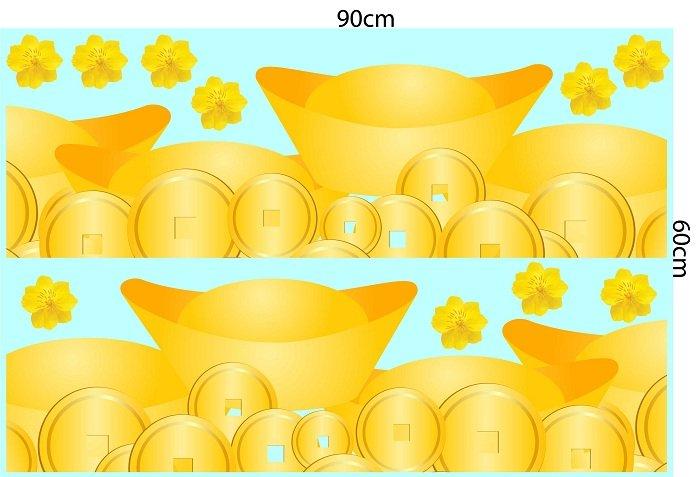 Decal trang trí tết thỏi vàng phát tài