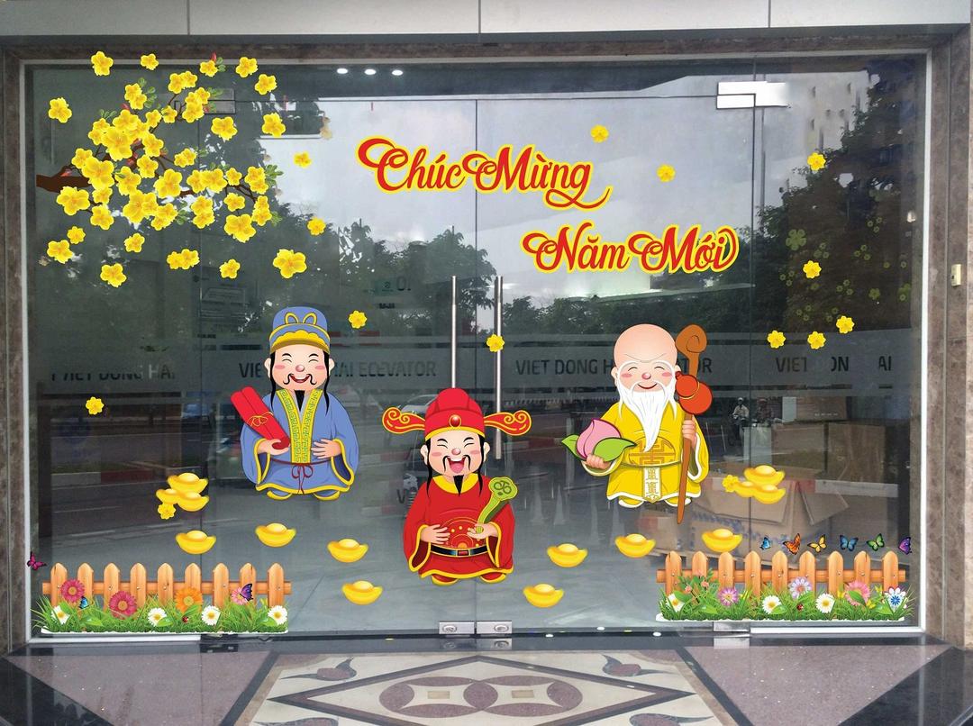 decal trang trí tết phúc lộc thọ chúc năm mới