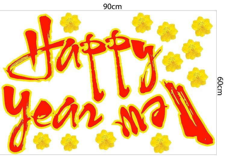 Decal trang trí tết happy new year