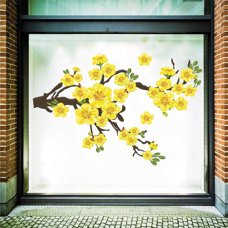 Decal Trang Trí Tết Mai Vàng Nở Rộ 4