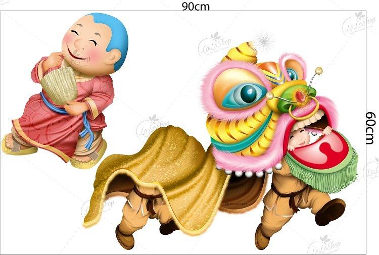 Decal lân địa múa ngày tết
