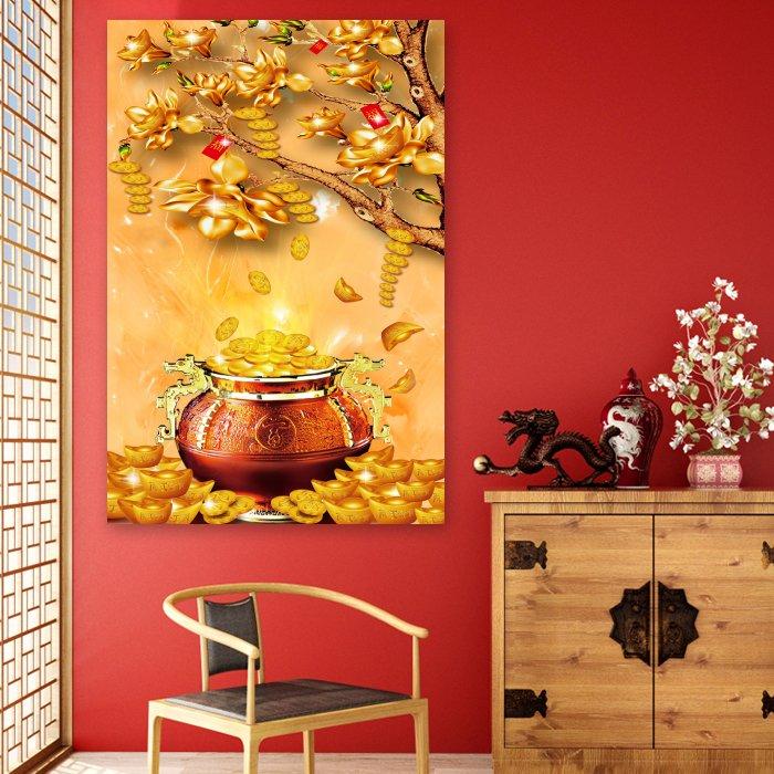 Tranh treo tường cây phát tài vàng