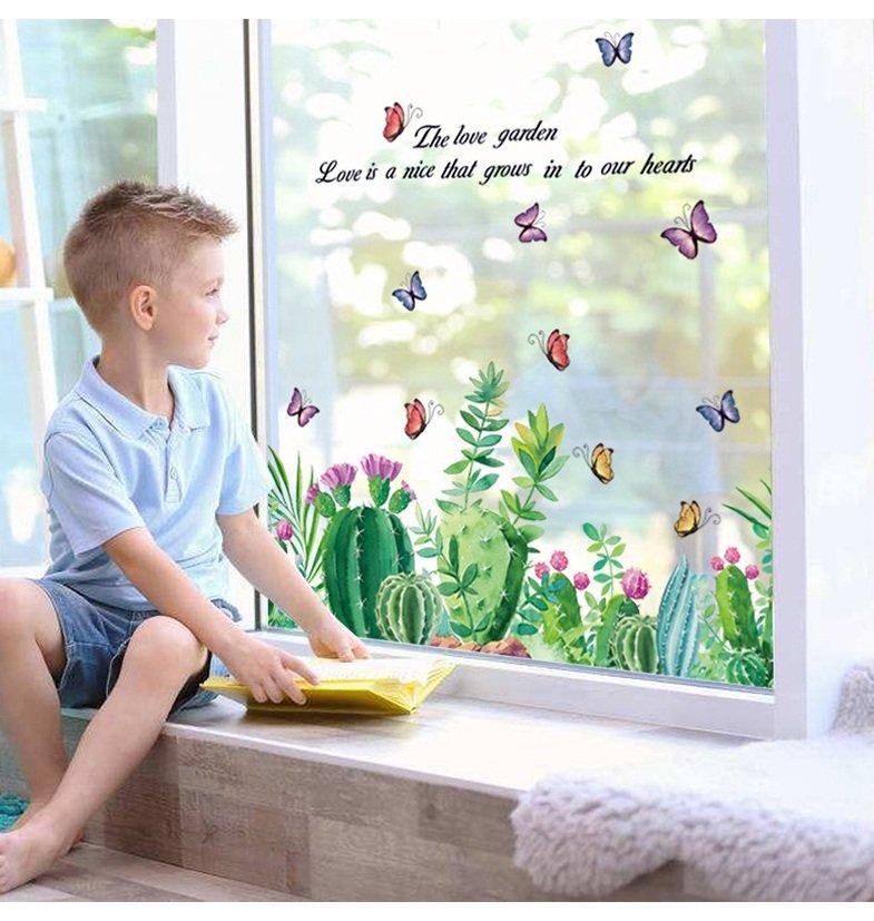 Decal dán chân tường khu vườn xương rồng