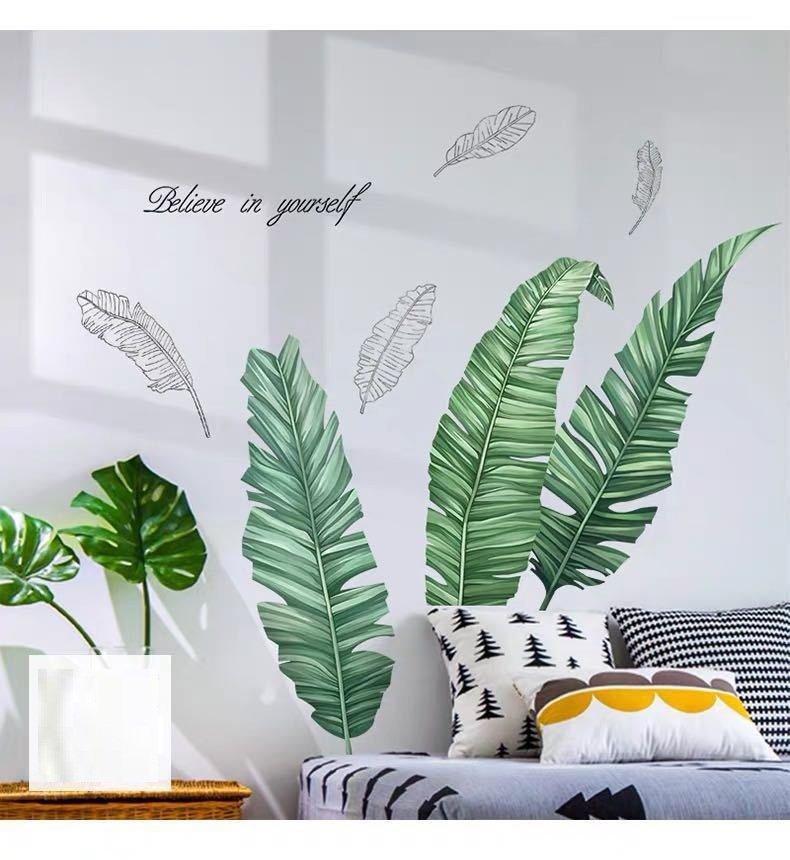 Decal dán tường lá xanh tươi mát
