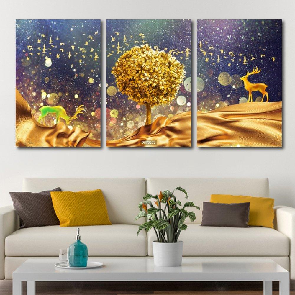Tranh Canvas Treo Tường Hươu Hoa Tài Lộc 2