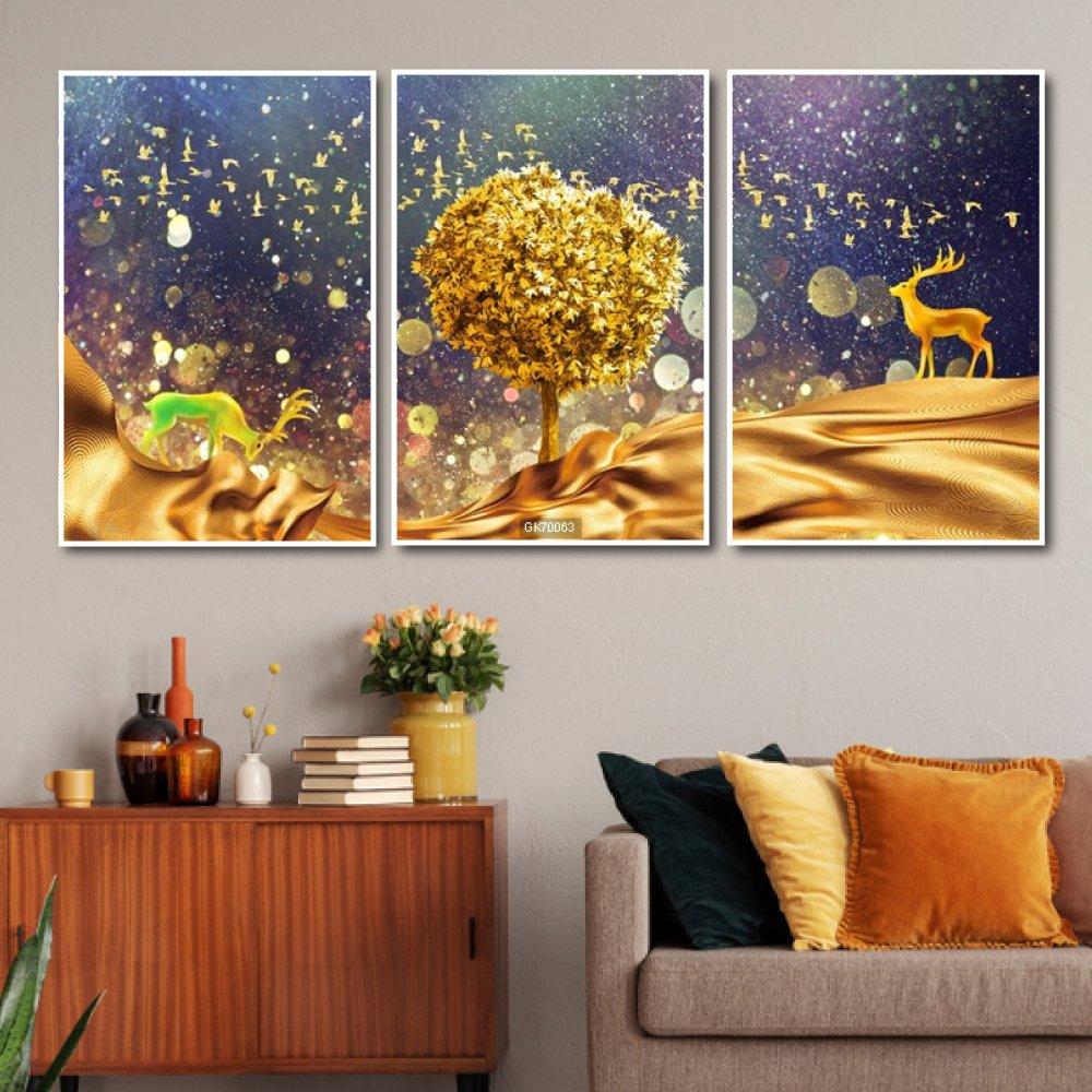 Tranh Canvas Treo Tường Hươu Hoa Tài Lộc 2