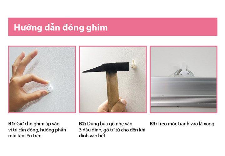 Đinh 3 chân treo ảnh không khoan tường