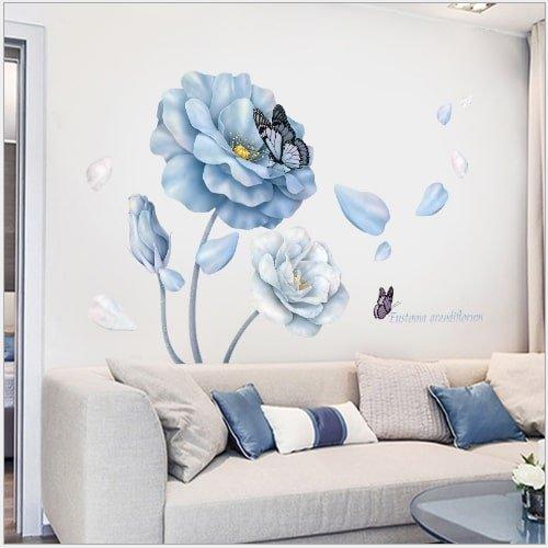 Decal dán tường hoa tím sặc sỡ