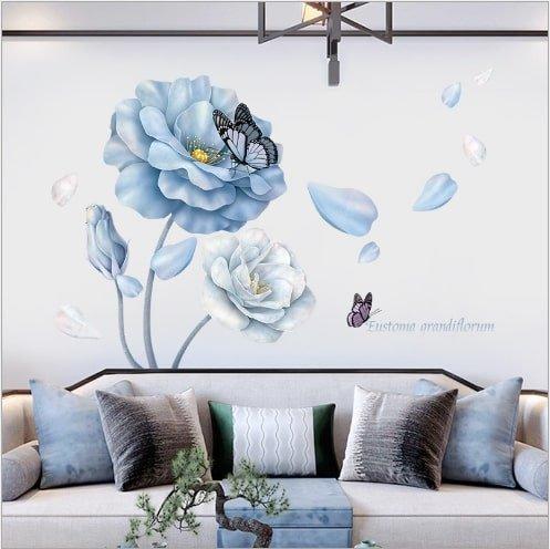 Decal dán tường hoa tím sặc sỡ