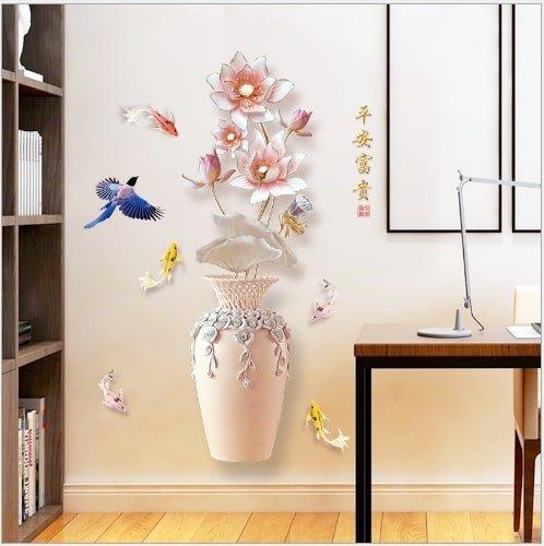 Decal dán tường lọ hoa sứ