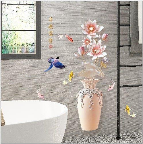 Decal dán tường lọ hoa sứ