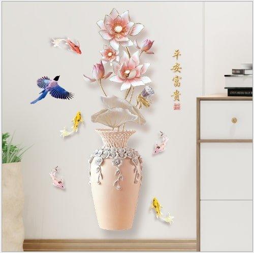 Decal dán tường lọ hoa sứ