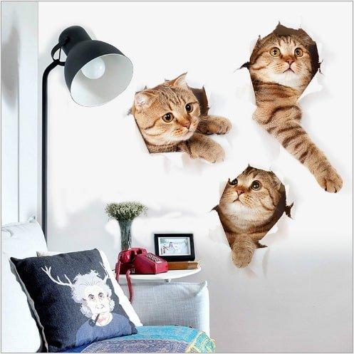 Decal dán tường 3d bé mèo