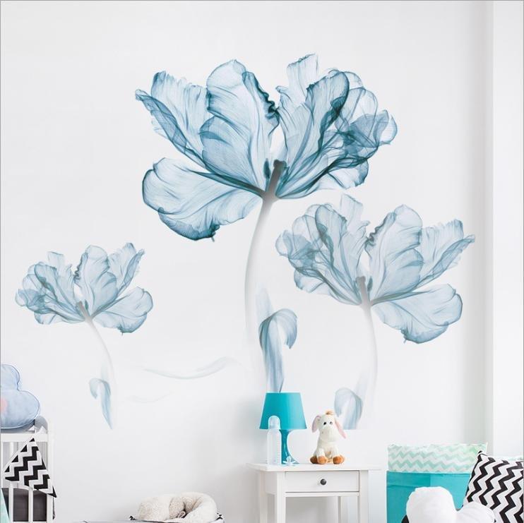 Decal dán tường hoa màu nước