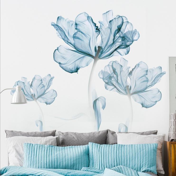 Decal dán tường hoa màu nước