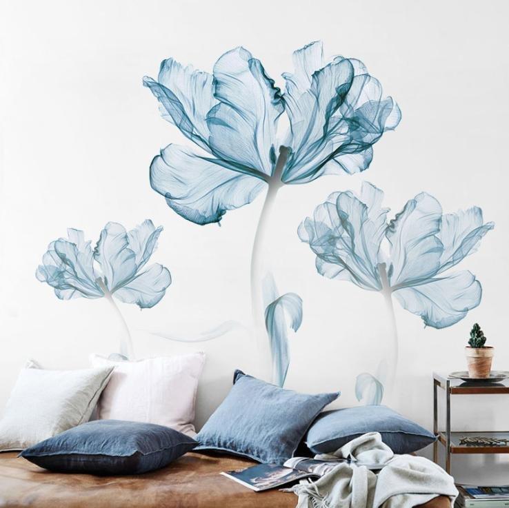 Decal dán tường hoa màu nước