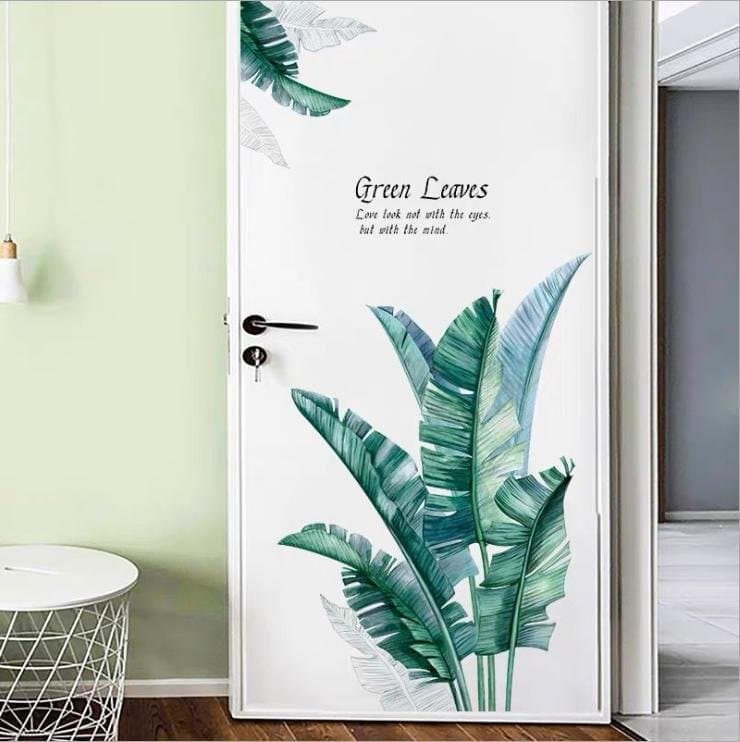 Decal dán tường lá xanh green leaves