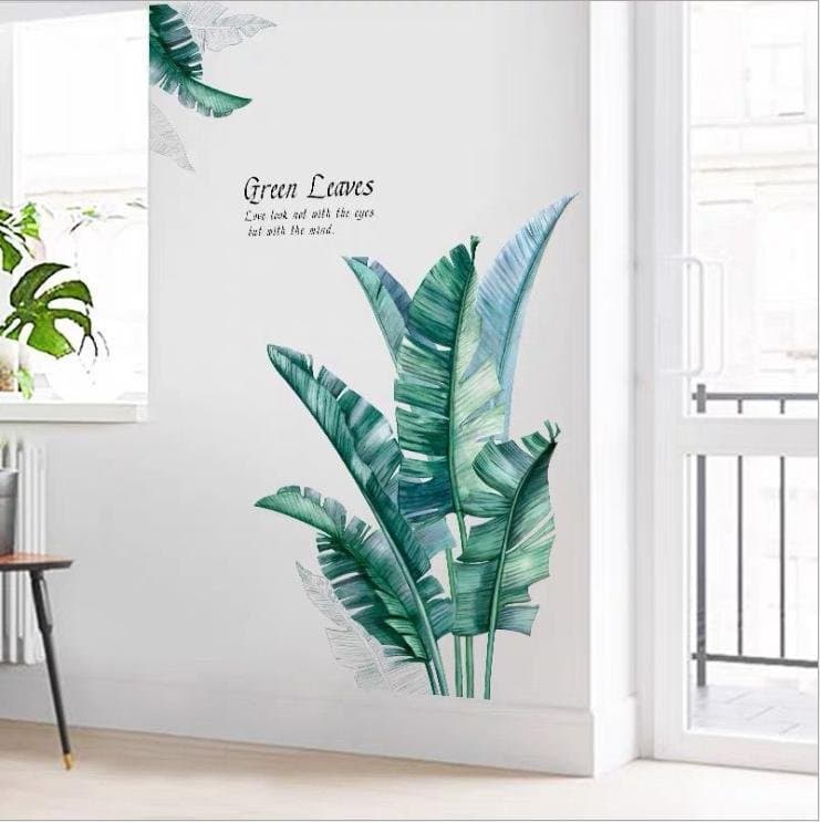 Decal dán tường lá xanh green leaves