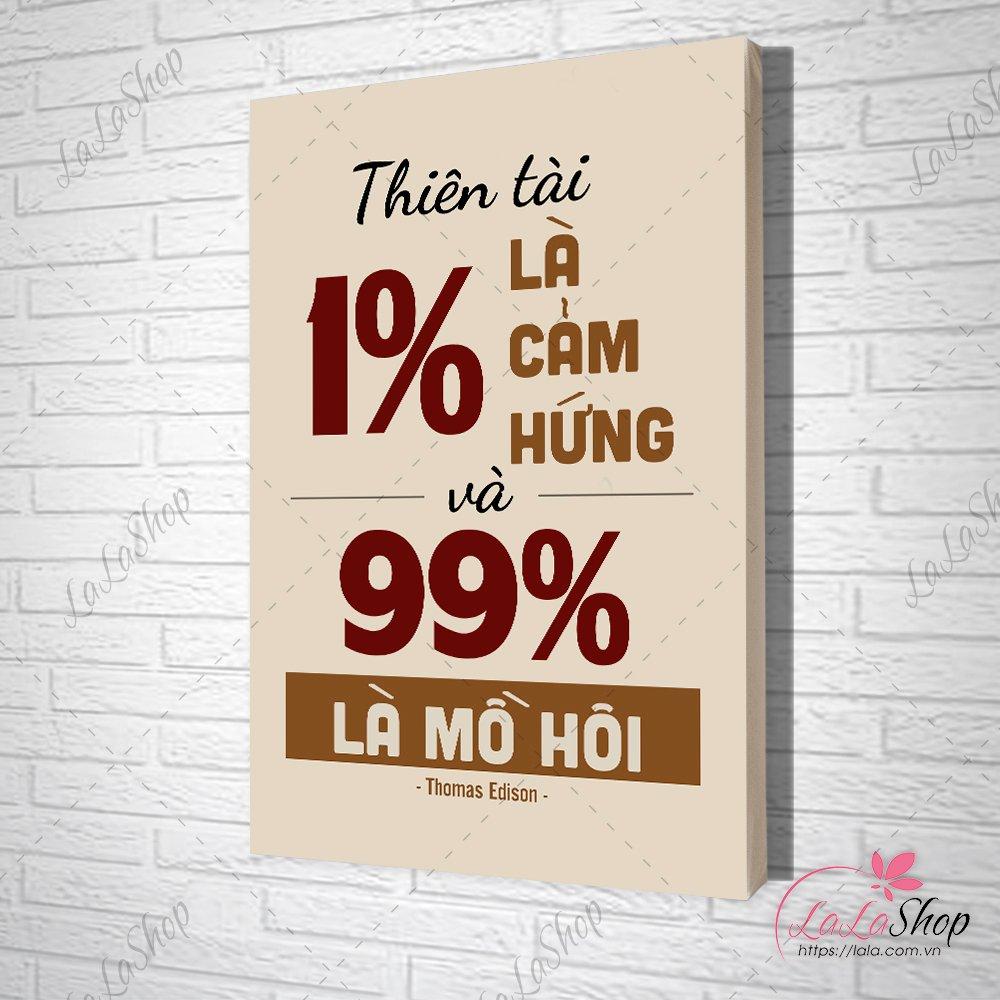 Tranh slogan thiên tài 1% là cảm hứng và 99% là mồ hôi