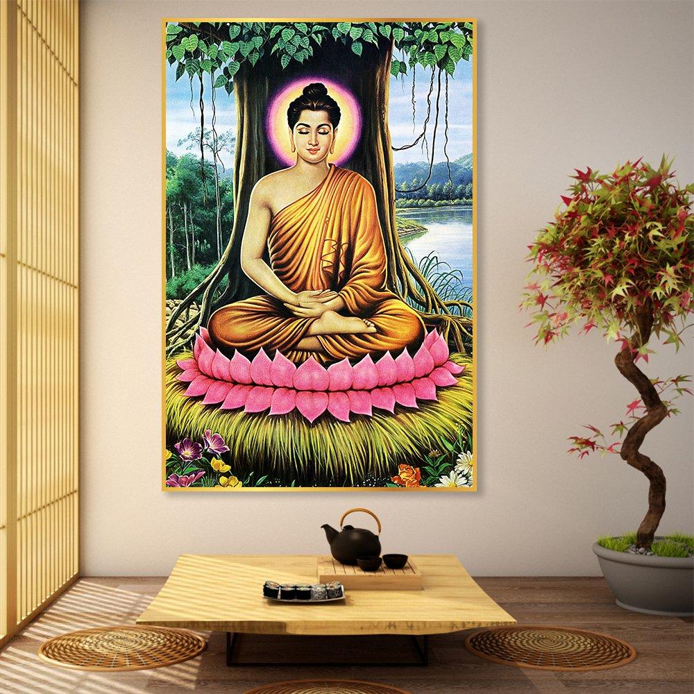 Tranh treo tường phật tổ dưới gốc bồ đề