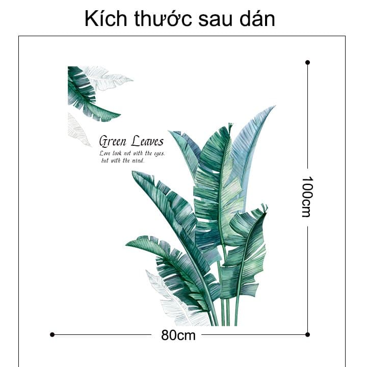 Decal dán tường lá xanh green leaves